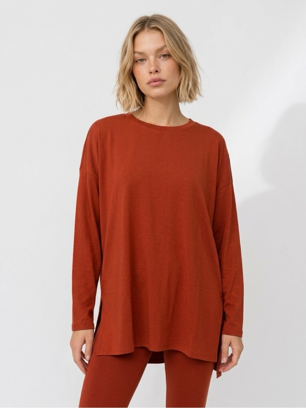 NWOT Zenana Outfitters Rust Long Sleeve Tunic Top and matching leggings